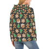 Gingerbread Man Pattern Print Chirstmas Women Pullover Hoodie-grizzshop