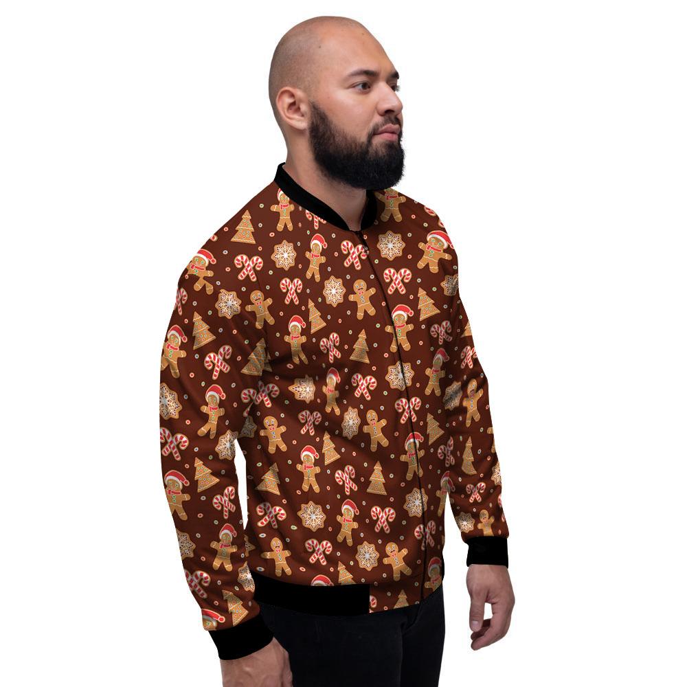 Gingerbread Man Print Pattern Men's Bomber Jacket-grizzshop