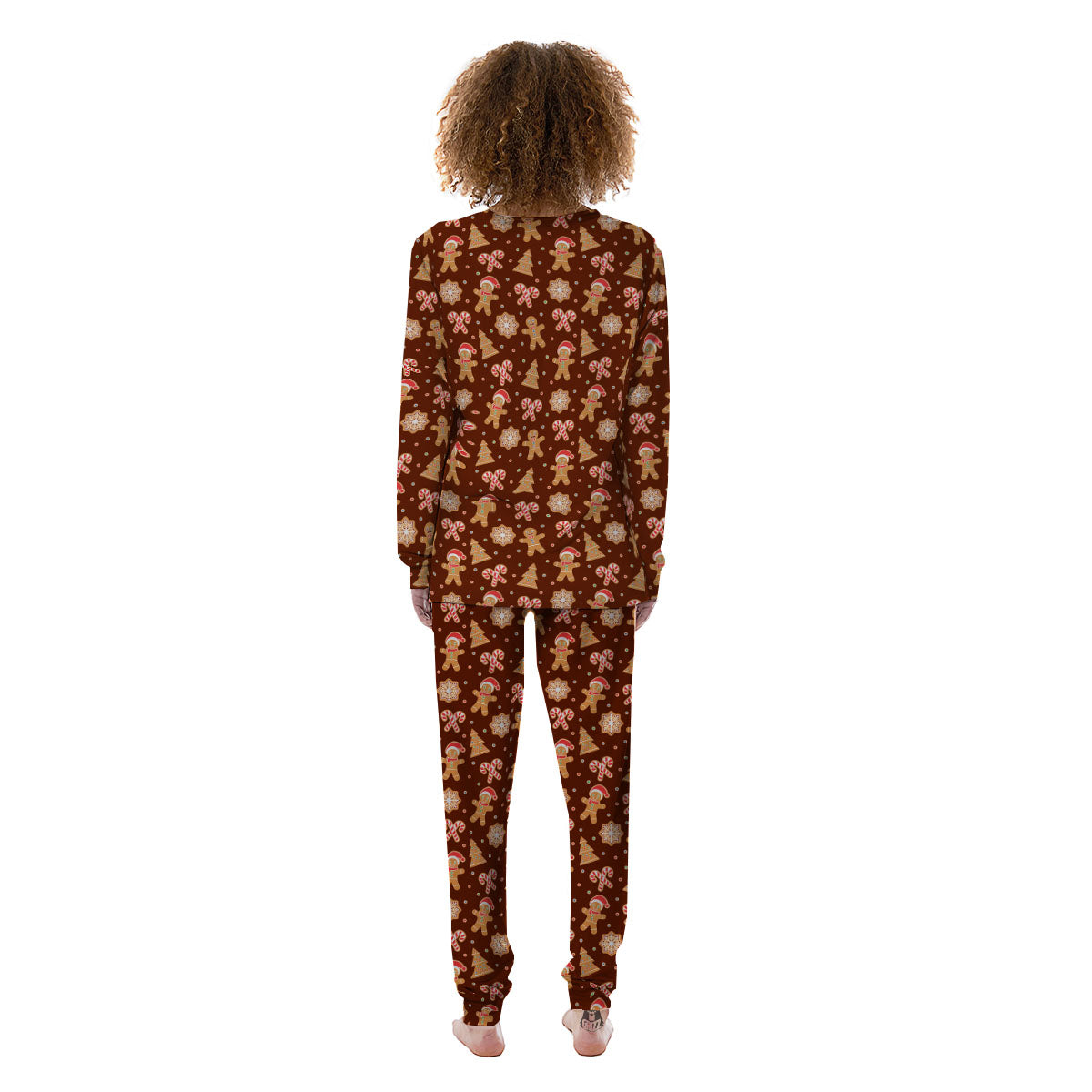 Gingerbread Man Print Pattern Women's Pajamas-grizzshop