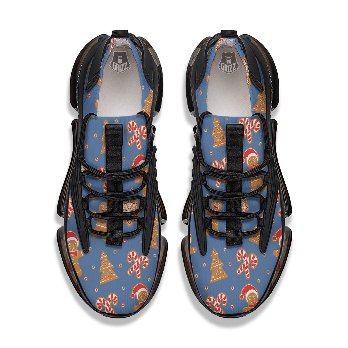 Gingerbread Man Xmas Print Pattern Black Gym Shoes-grizzshop