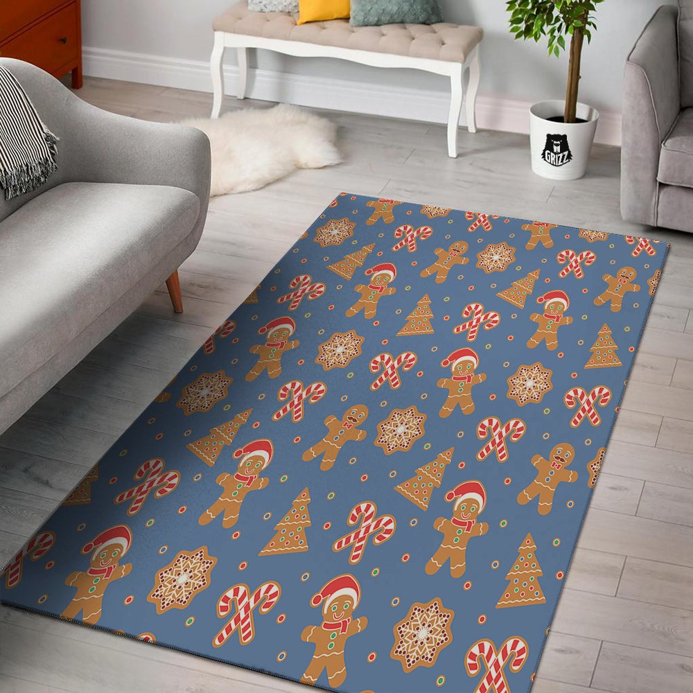 Gingerbread Man Xmas Print Pattern Floor Mat-grizzshop