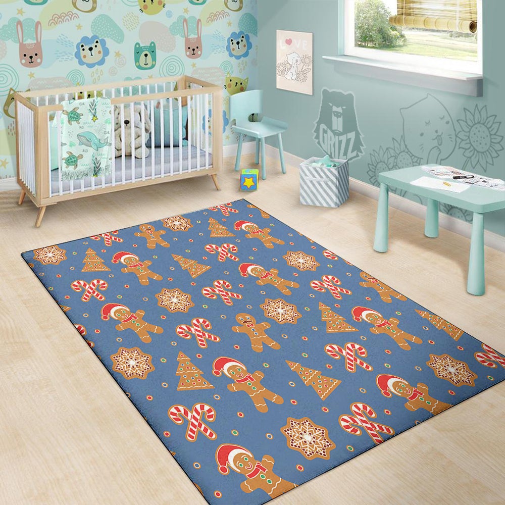 Gingerbread Man Xmas Print Pattern Floor Mat-grizzshop