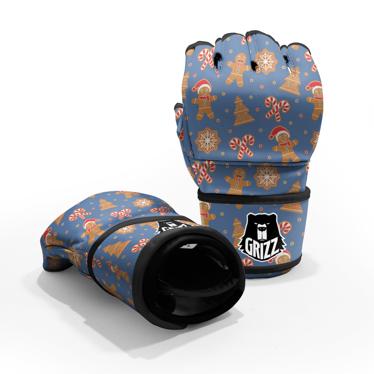 Gingerbread Man Xmas Print Pattern MMA Gloves-grizzshop