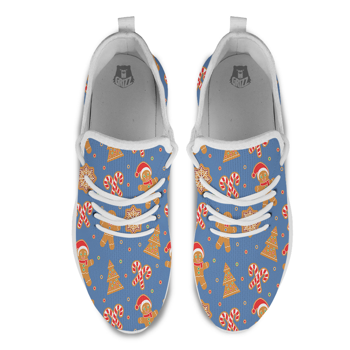 Gingerbread Man Xmas Print Pattern White Athletic Shoes-grizzshop