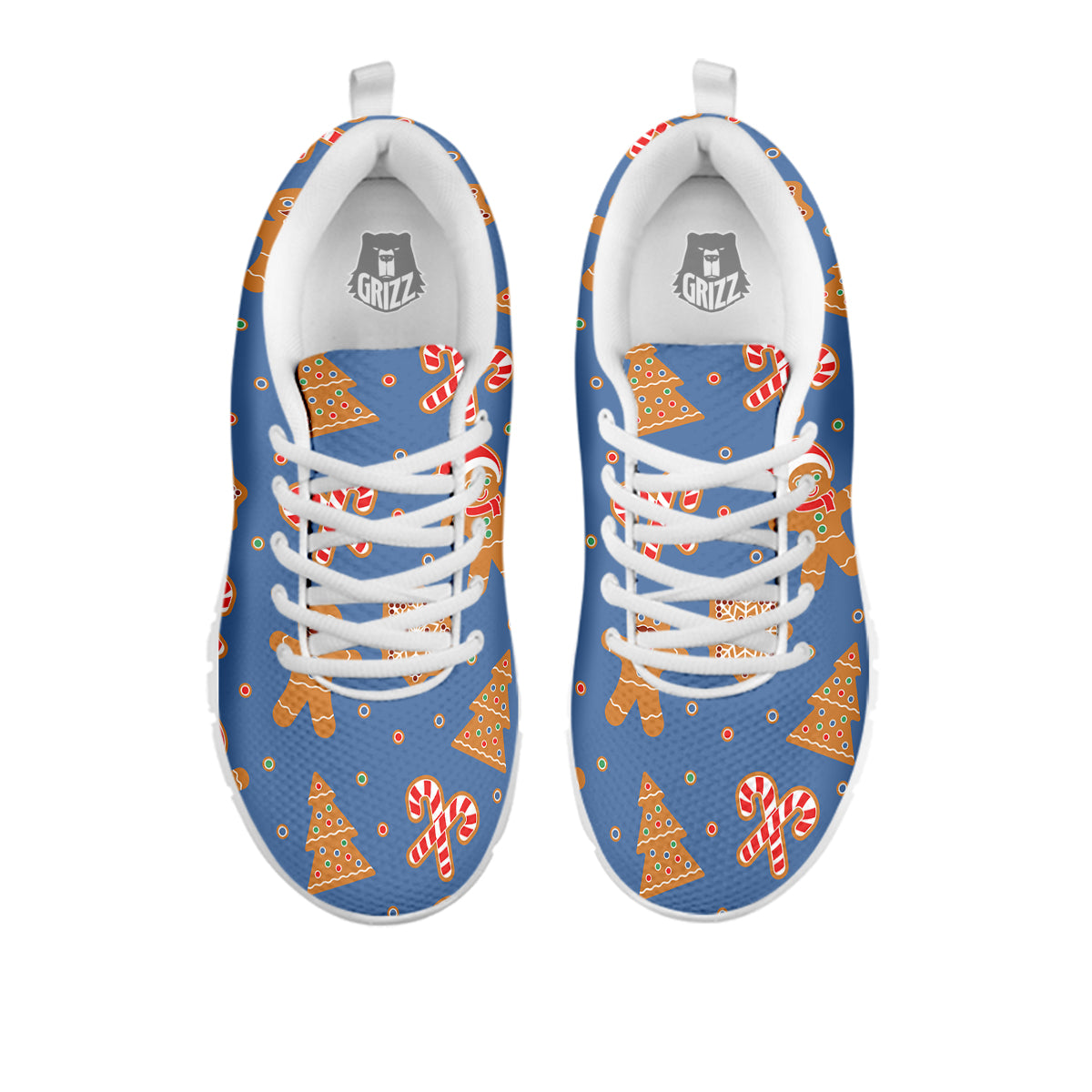 Gingerbread Man Xmas Print Pattern White Sneaker-grizzshop