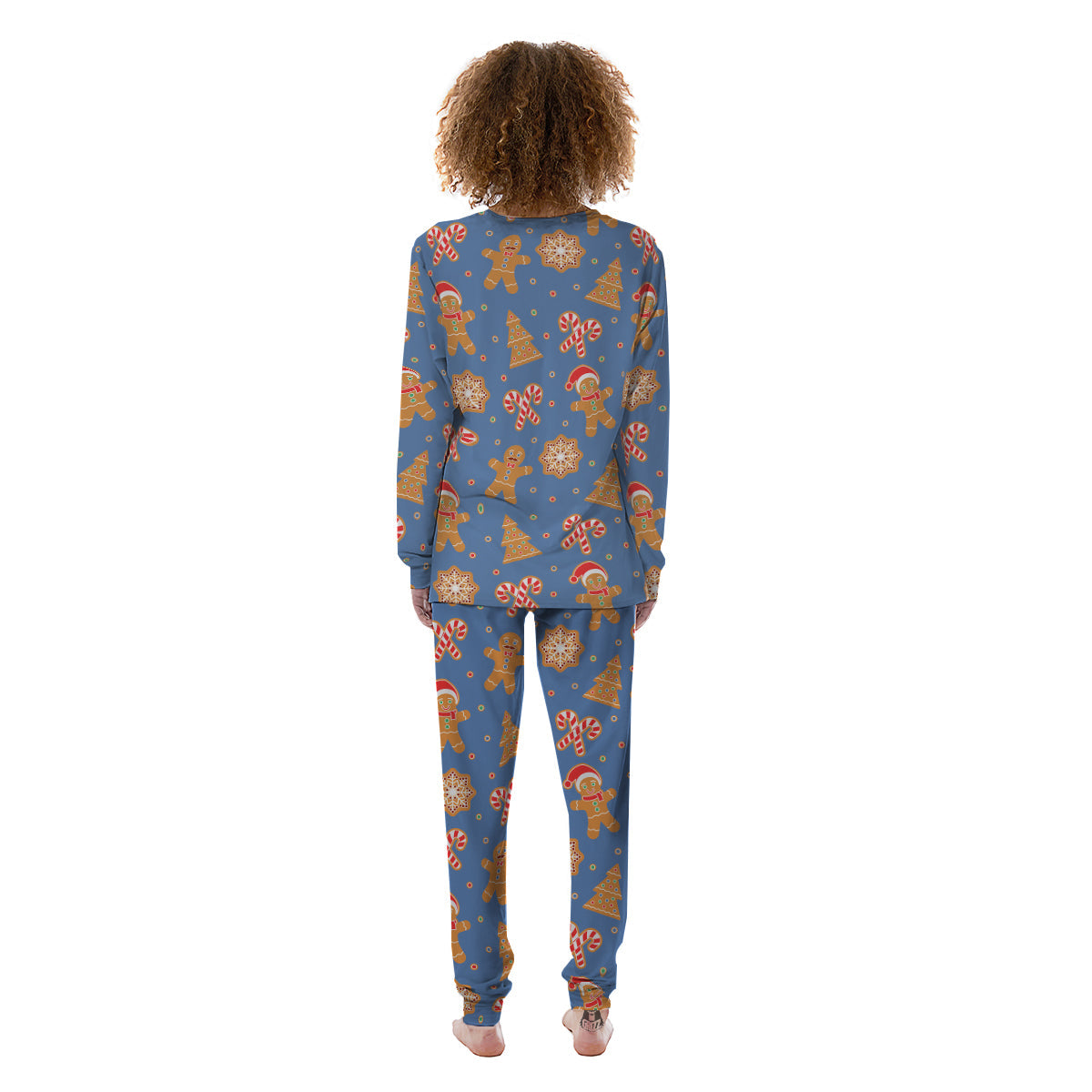 Gingerbread Man Xmas Print Pattern Women's Pajamas-grizzshop