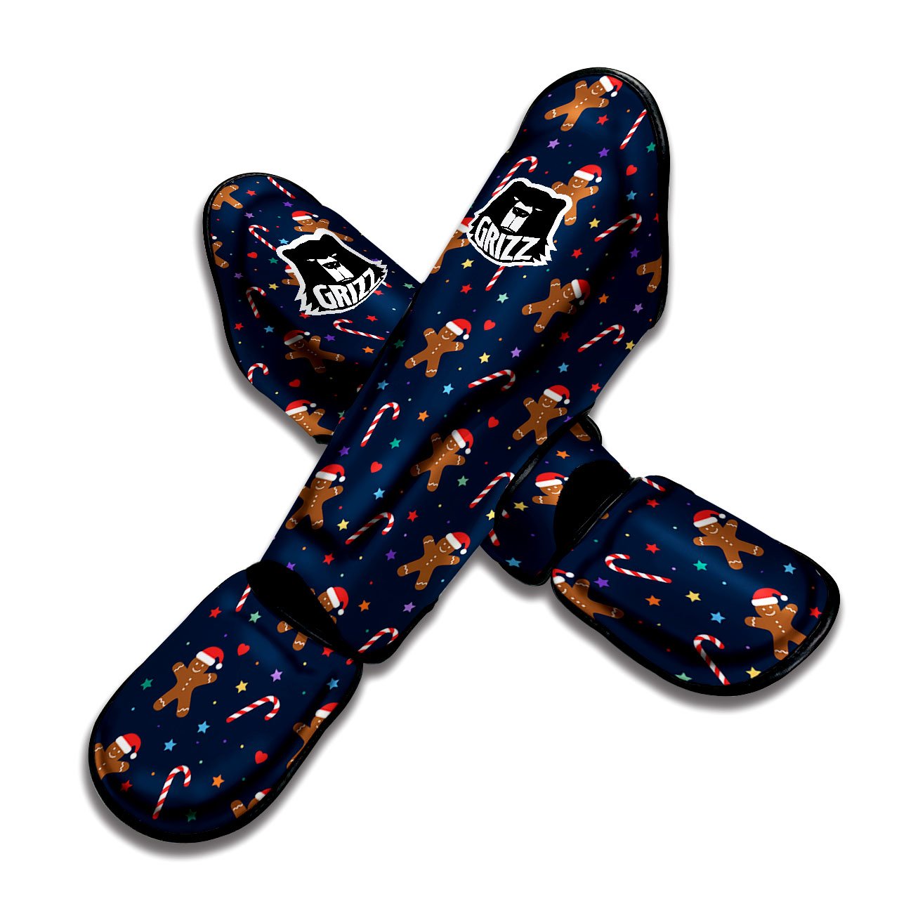 Gingerbread Xmas Print Pattern Muay Thai Shin Guards-grizzshop