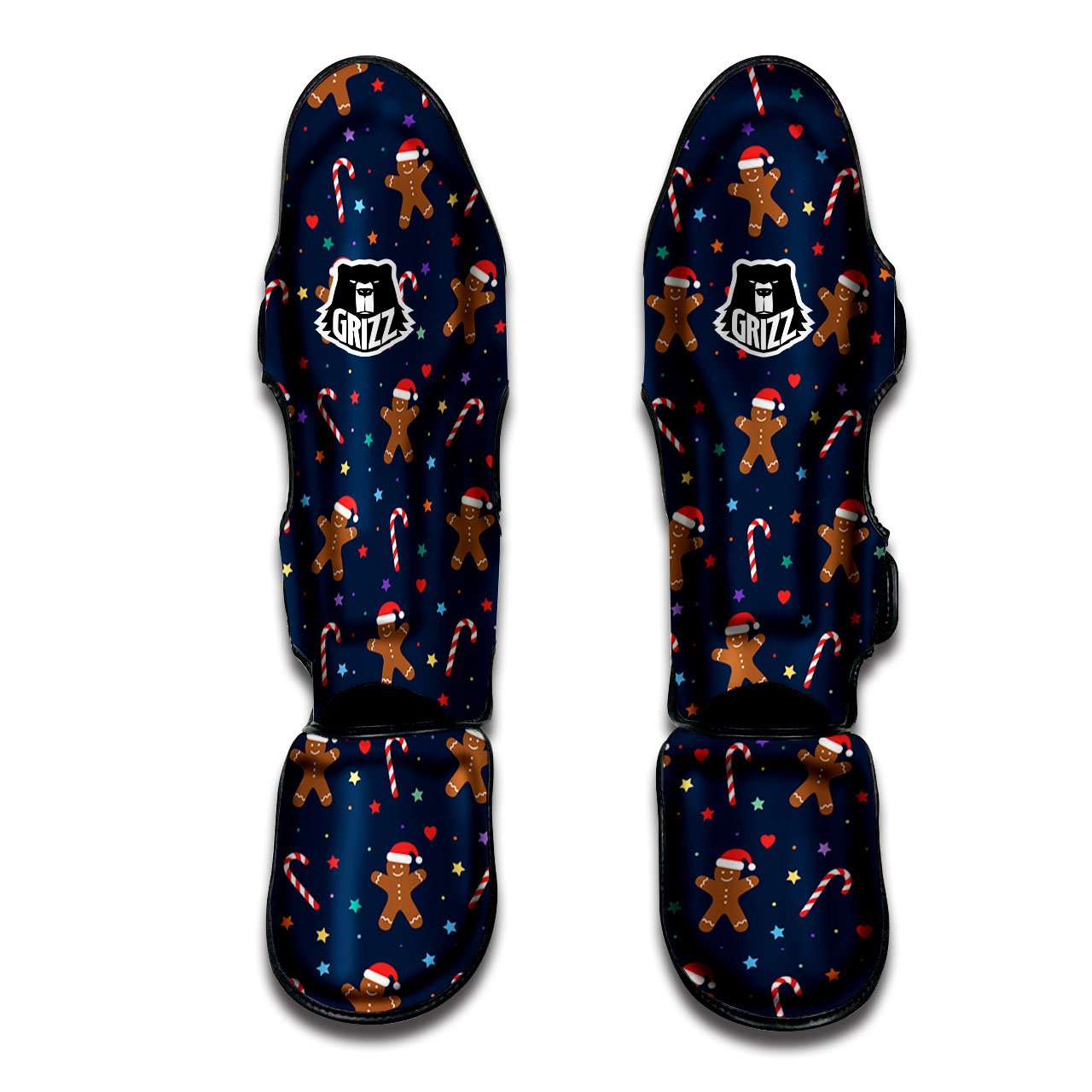 Gingerbread Xmas Print Pattern Muay Thai Shin Guards-grizzshop