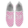 Gingham Black And Pink Magenta Print White Athletic Shoes-grizzshop