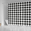 Gingham Black Pattern Print Bathroom Shower Curtain-grizzshop