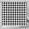 Gingham Black Pattern Print Bathroom Shower Curtain-grizzshop