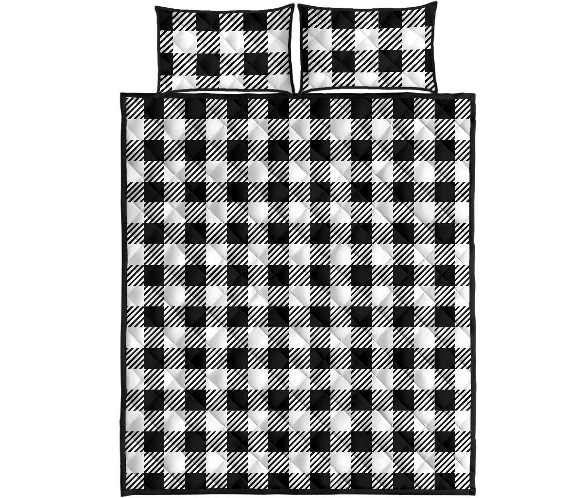 Gingham Black Pattern Print Bed Set Quilt-grizzshop