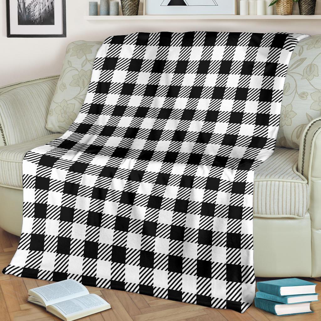 Gingham Black Pattern Print Blanket-grizzshop