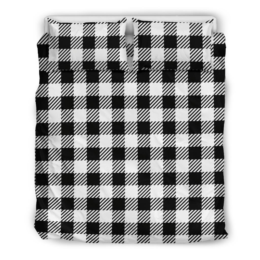 Gingham Black Pattern Print Duvet Cover Bedding Set-grizzshop