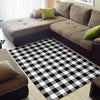 Gingham Black Pattern Print Floor Mat-grizzshop