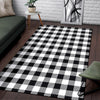 Gingham Black Pattern Print Floor Mat-grizzshop