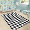 Gingham Black Pattern Print Floor Mat-grizzshop