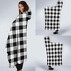 Gingham Black Pattern Print Hooded Blanket-grizzshop