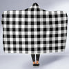 Gingham Black Pattern Print Hooded Blanket-grizzshop