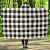 Gingham Black Pattern Print Hooded Blanket-grizzshop