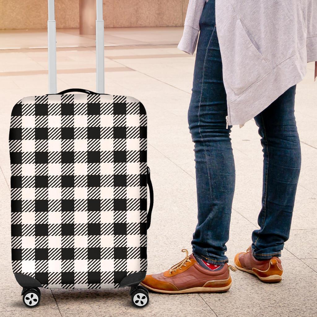 Gingham Black Pattern Print Luggage Cover Protector-grizzshop