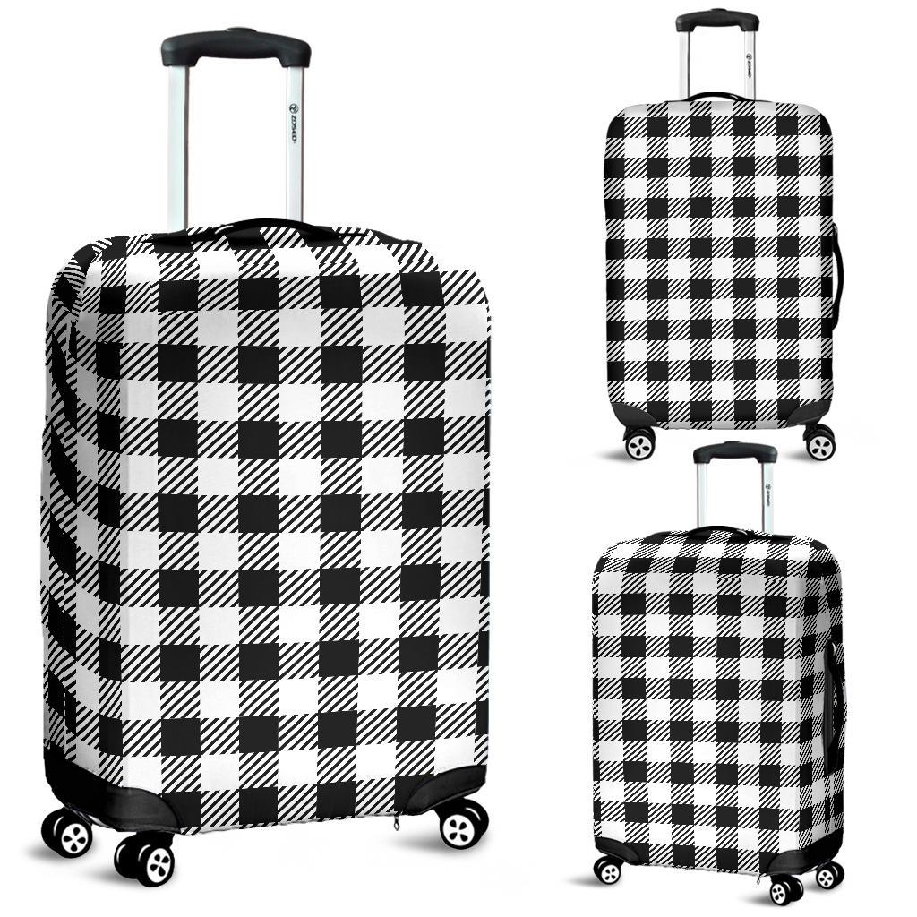 Gingham Black Pattern Print Luggage Cover Protector-grizzshop