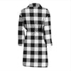 Gingham Black Pattern Print Men Long Robe-grizzshop