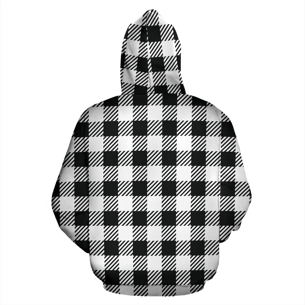 Gingham Black Pattern Print Men Women Pullover Hoodie-grizzshop