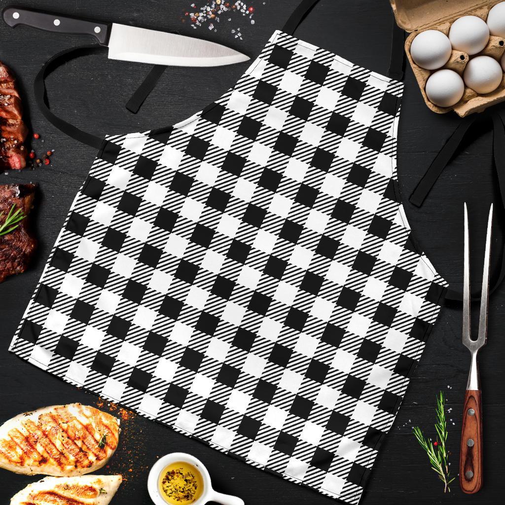 Gingham Black Pattern Print Men's Apron-grizzshop