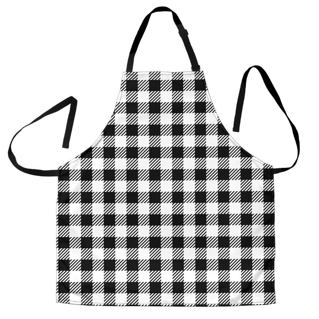 Gingham Black Pattern Print Men's Apron-grizzshop