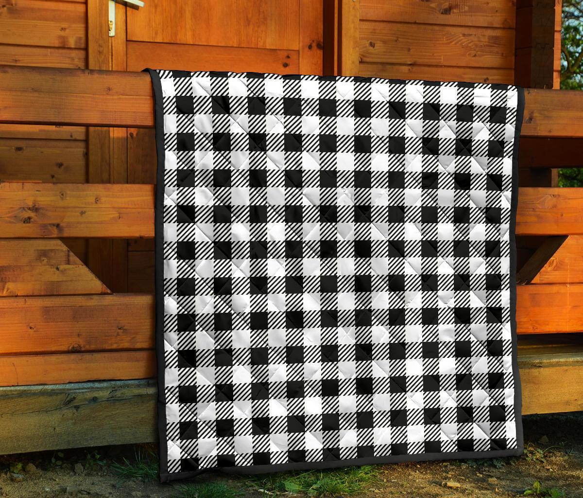 Gingham Black Pattern Print Quilt-grizzshop