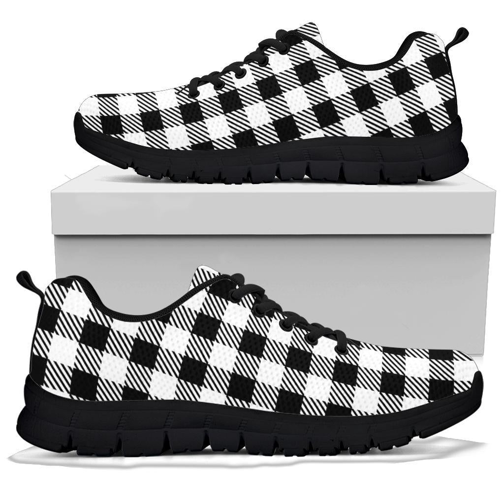 Gingham Black Pattern Print Sneaker Shoes For Men Women-grizzshop