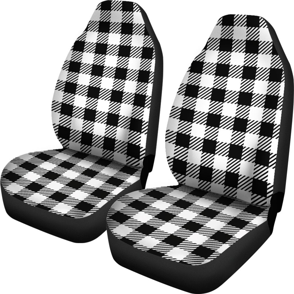 Gingham Black Pattern Print Universal Fit Car Seat Covers-grizzshop