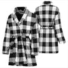 Gingham Black Pattern Print Women Long Robe-grizzshop