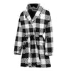 Gingham Black Pattern Print Women Long Robe-grizzshop