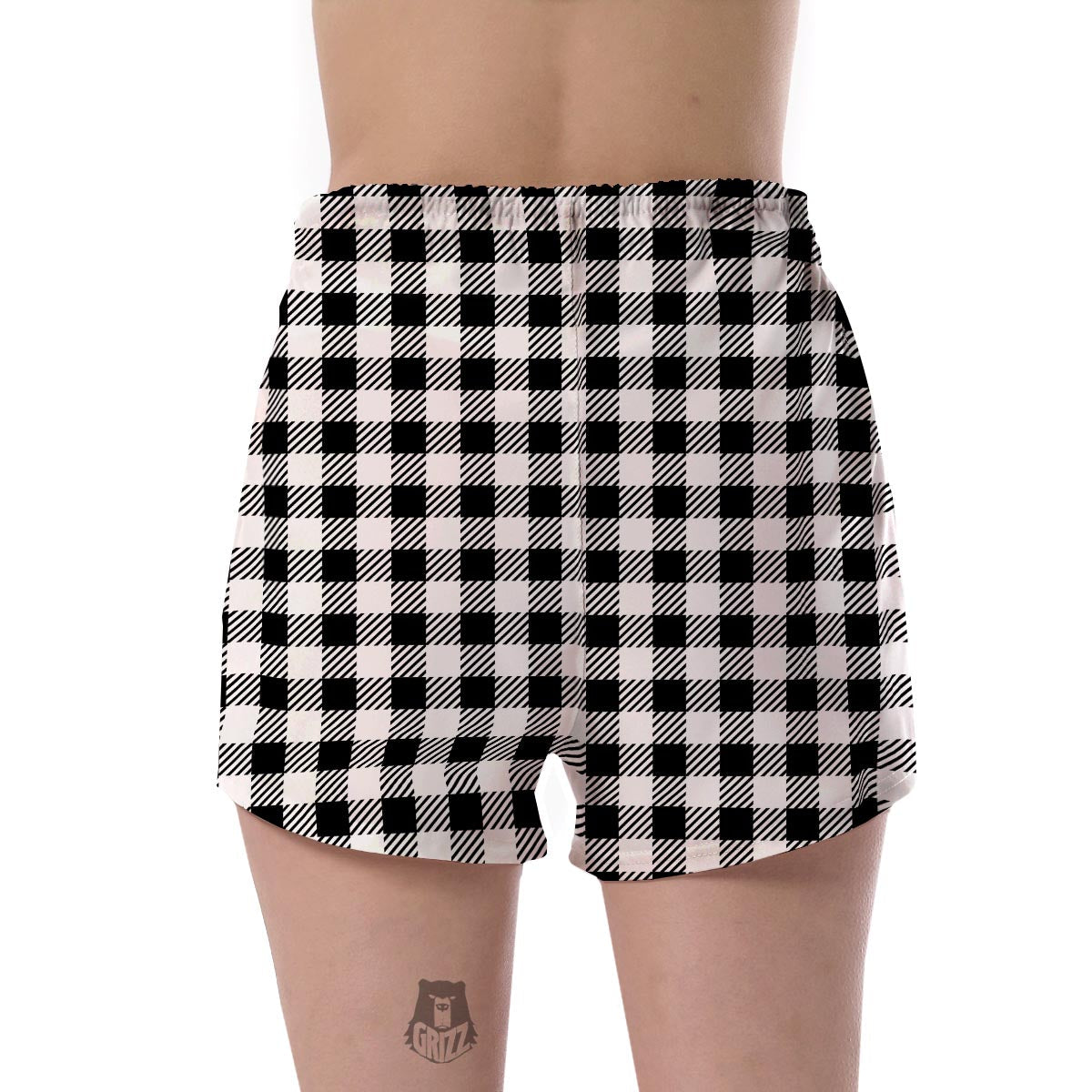 Gingham Black Pattern Print Women's Shorts-grizzshop