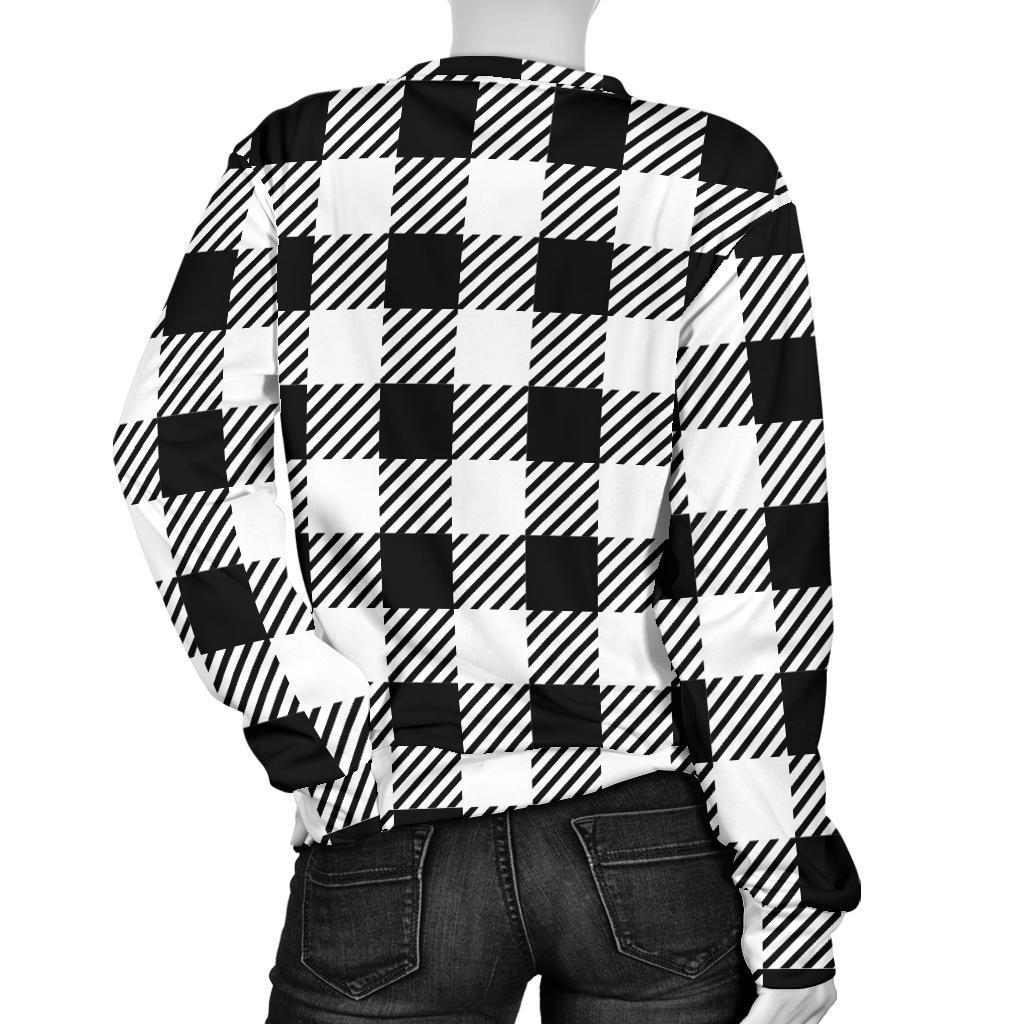 Gingham Black Pattern Print Women's Sweatshirt-grizzshop