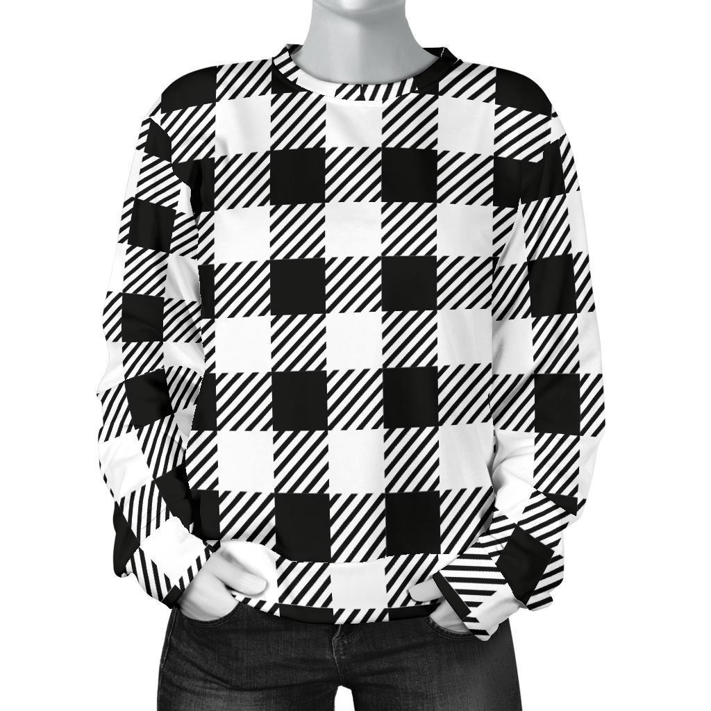 Gingham Black Pattern Print Women's Sweatshirt-grizzshop