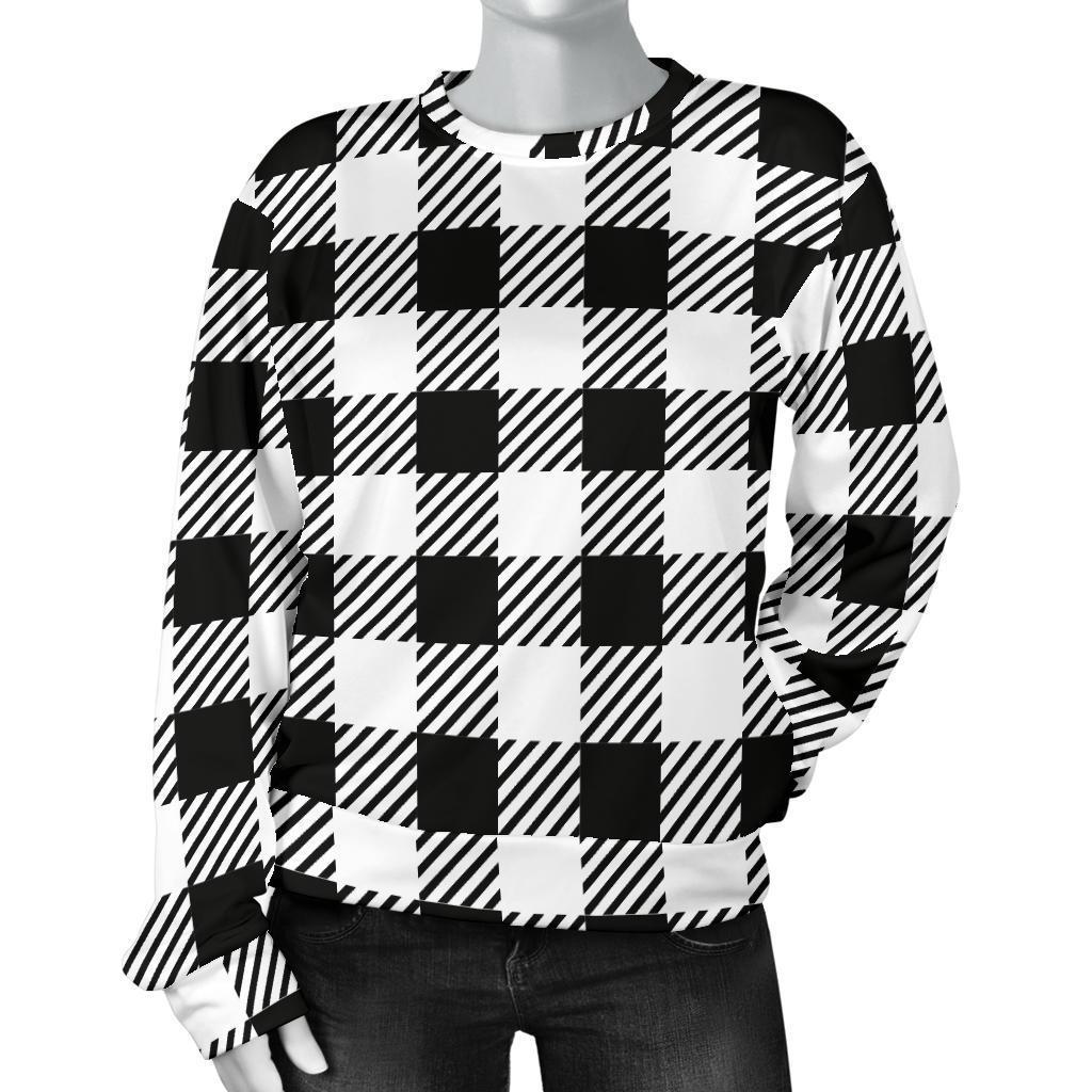 Gingham Black Pattern Print Women's Sweatshirt-grizzshop