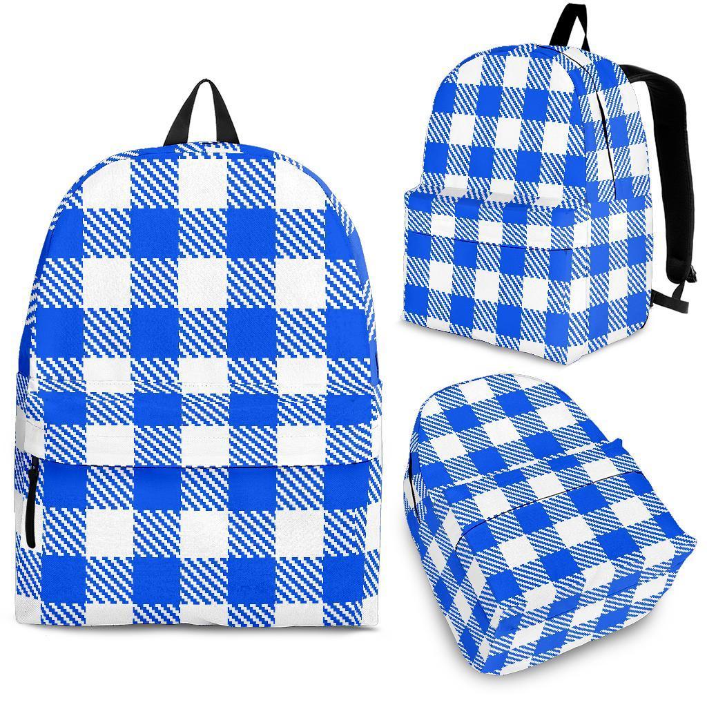 Gingham Blue Pattern Print Backpack-grizzshop