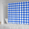 Gingham Blue Pattern Print Bathroom Shower Curtain-grizzshop