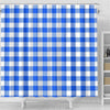 Gingham Blue Pattern Print Bathroom Shower Curtain-grizzshop