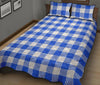 Gingham Blue Pattern Print Bed Set Quilt-grizzshop