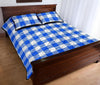 Gingham Blue Pattern Print Bed Set Quilt-grizzshop