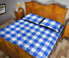 Gingham Blue Pattern Print Bed Set Quilt-grizzshop