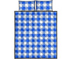 Gingham Blue Pattern Print Bed Set Quilt-grizzshop