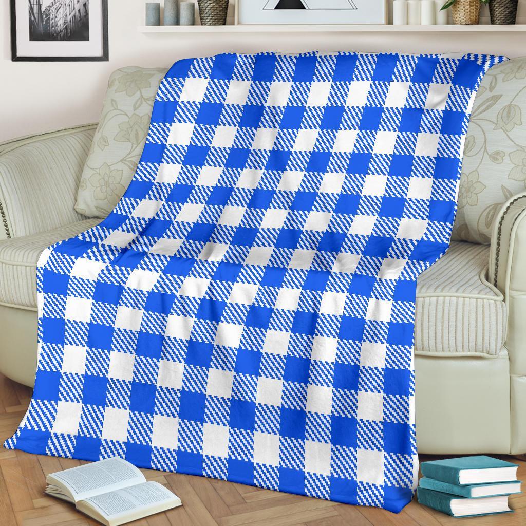 Gingham Blue Pattern Print Blanket-grizzshop