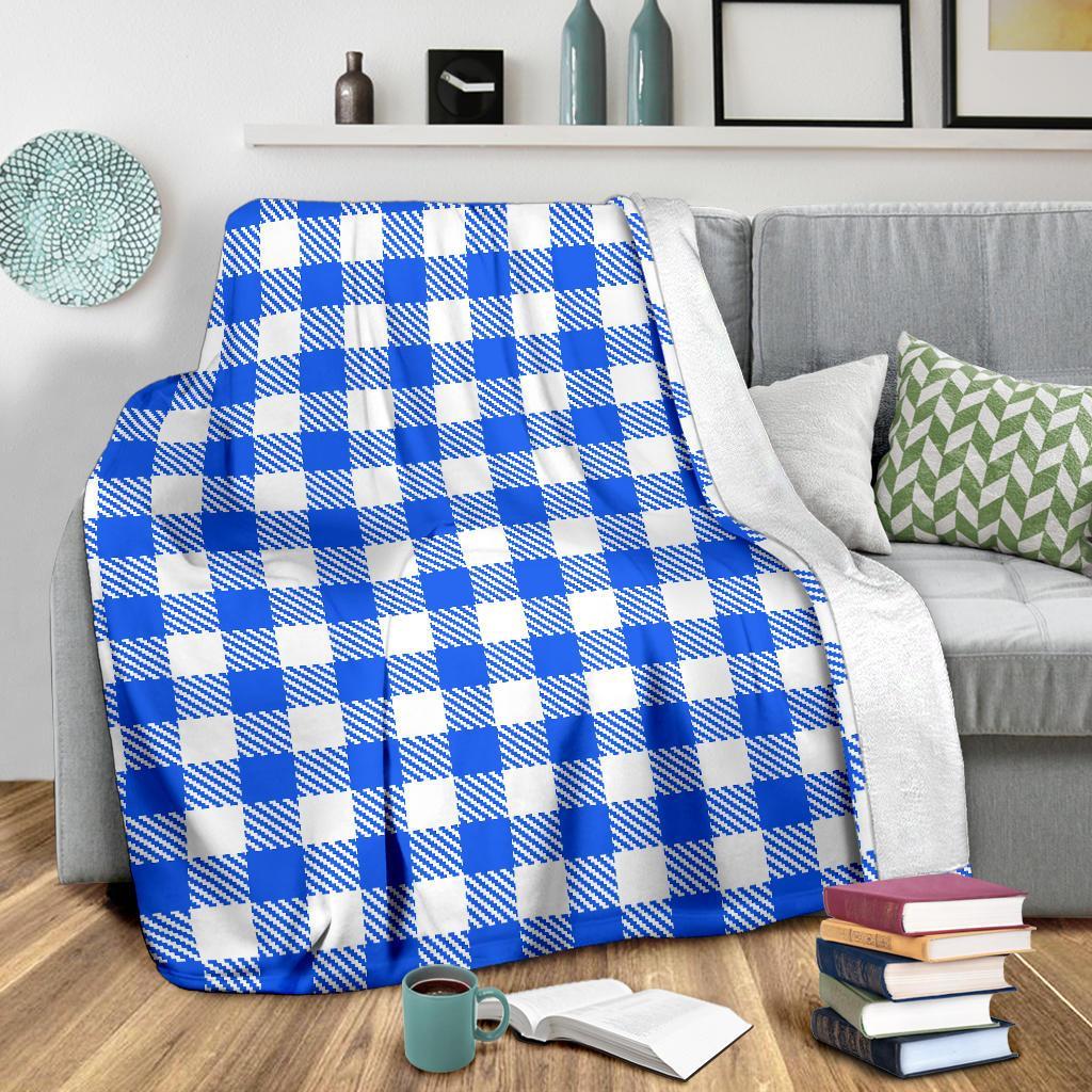 Gingham Blue Pattern Print Blanket-grizzshop