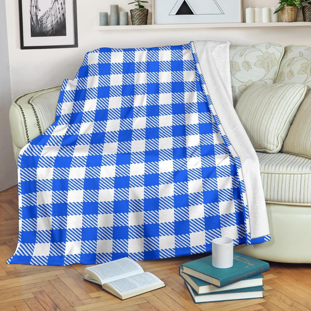 Gingham Blue Pattern Print Blanket-grizzshop