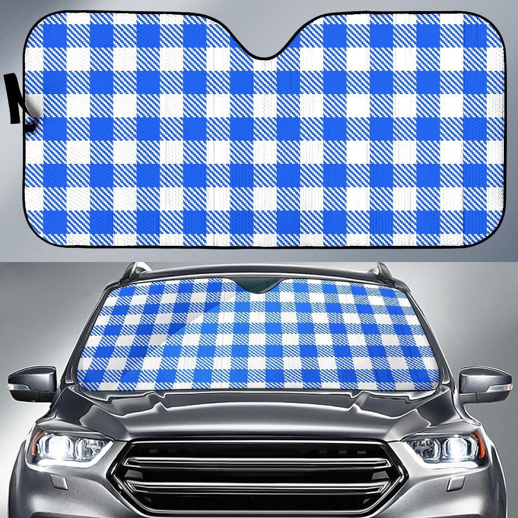 Gingham Blue Pattern Print Car Sun Shade-grizzshop